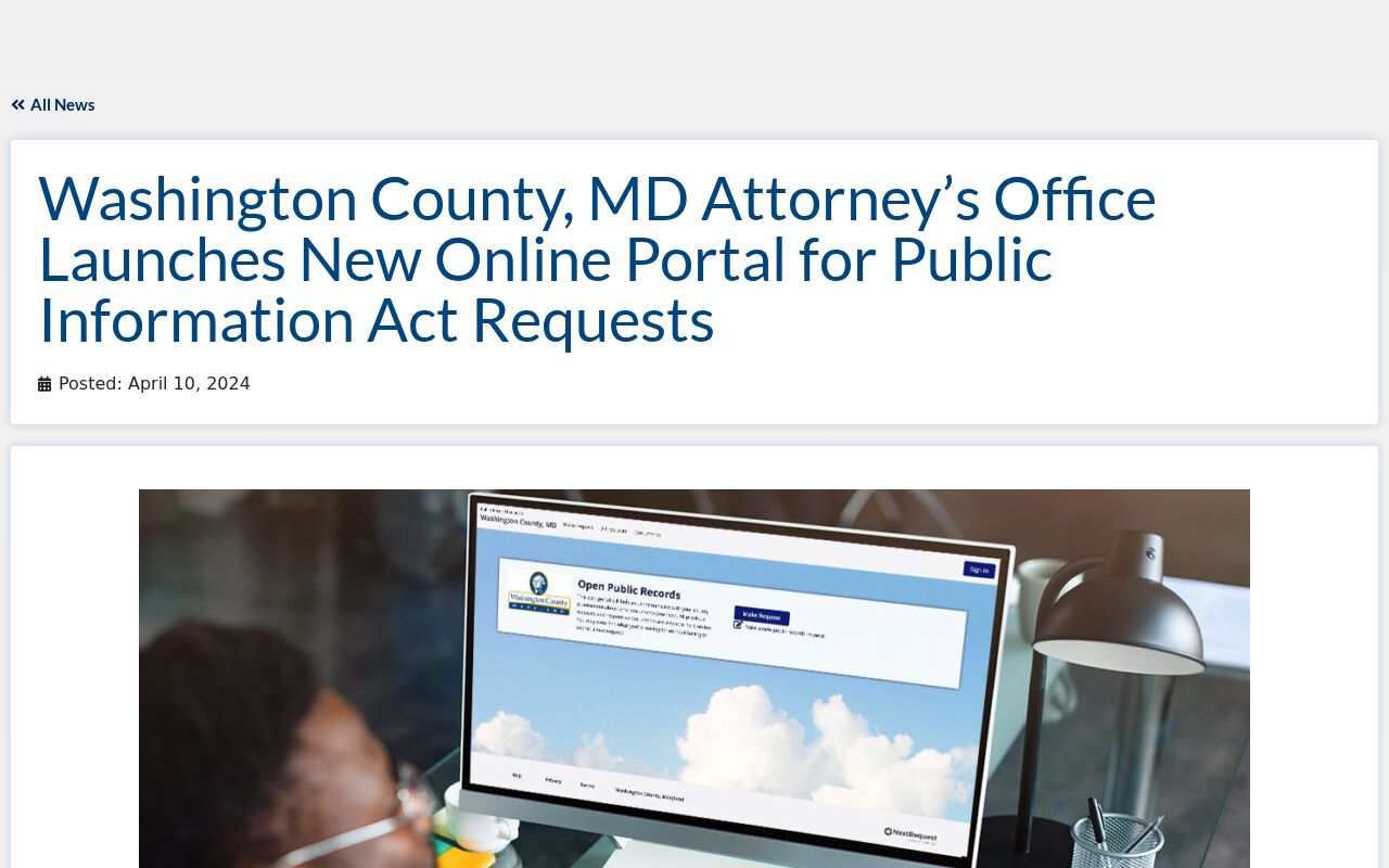 Hagerstown public records information for the Washington County online PIA portal